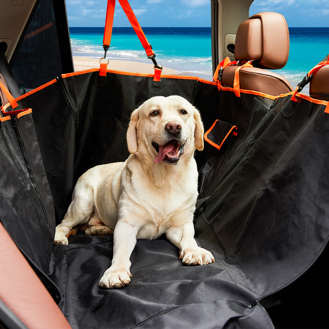 Pet Seat Cover Cat Dog Car Hammock Nonslip Premium Waterproof Back Zipper Black - Pet And Farm