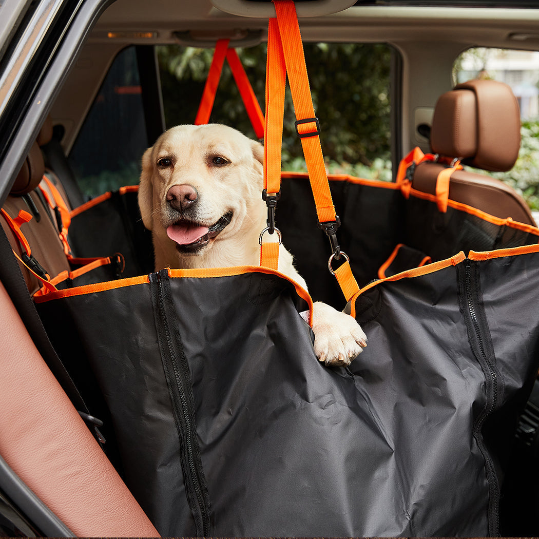 Pet Seat Cover Cat Dog Car Hammock Nonslip Premium Waterproof Back Zipper Black - Pet And Farm