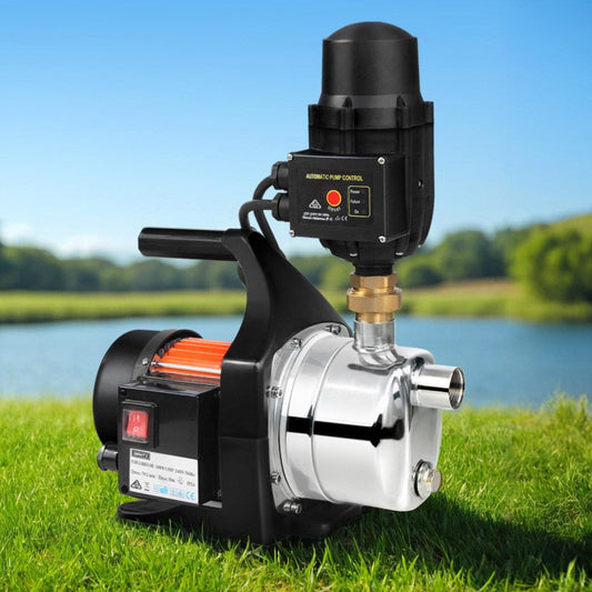 Giantz Garden Water Pump 1500W Max. High Pressure Tank Rain Farm Irrigation Black - Pet And Farm
