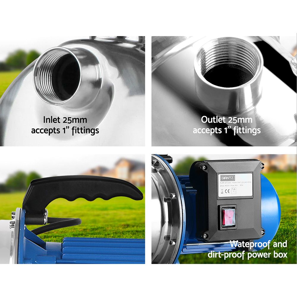 Giantz Garden Water Jet Pump High Pressure 1100W Tank Rain Farm Irrigation House - Pet And Farm