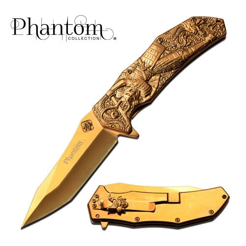 Phantom Collection – Gold Samurai Folding Knife