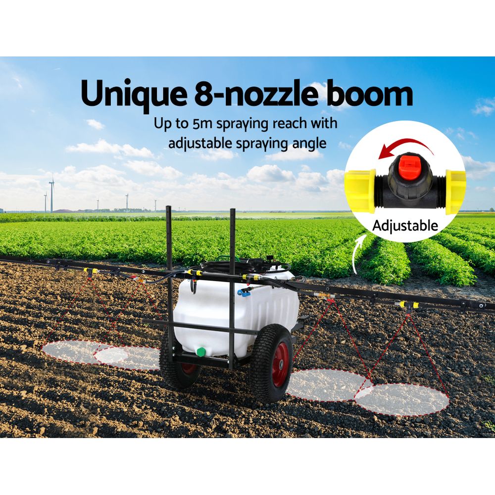 Giantz 100L ATV Weed Sprayer 5M Boom Trailer Spot Spray Tank Farm Pump - Pet And Farm