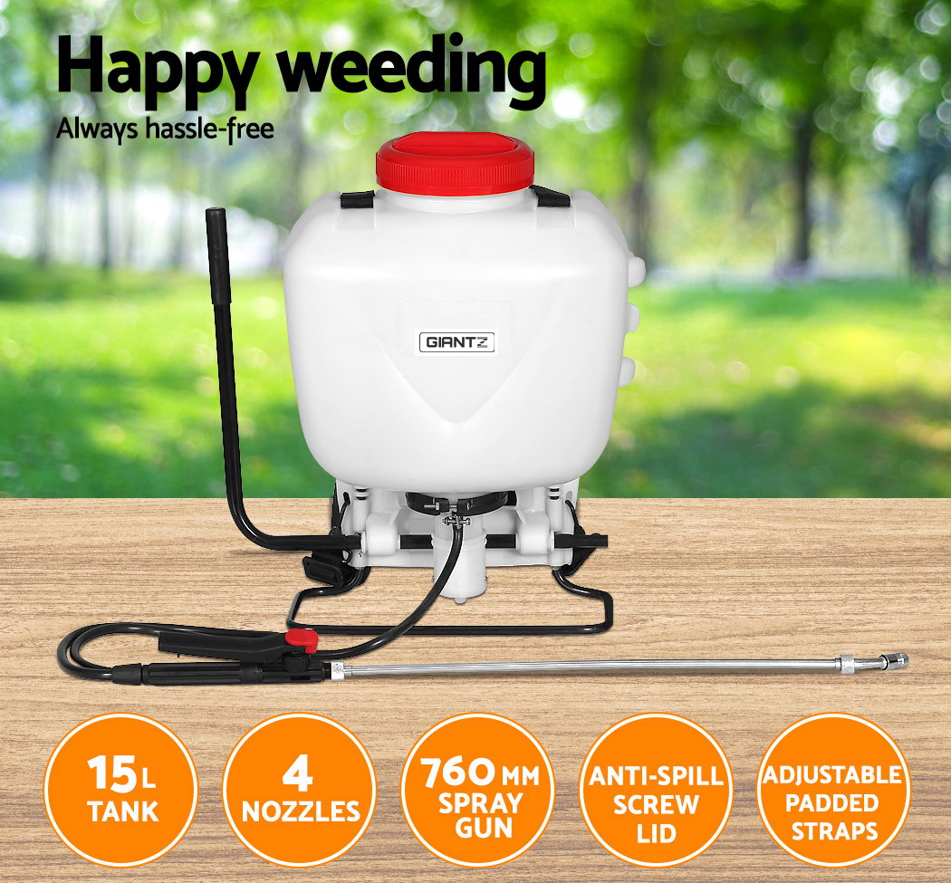 Giantz Weed Sprayer 15L Knapsack Backpack Pesticide Spray Fertiliser Farm Garden - Pet And Farm