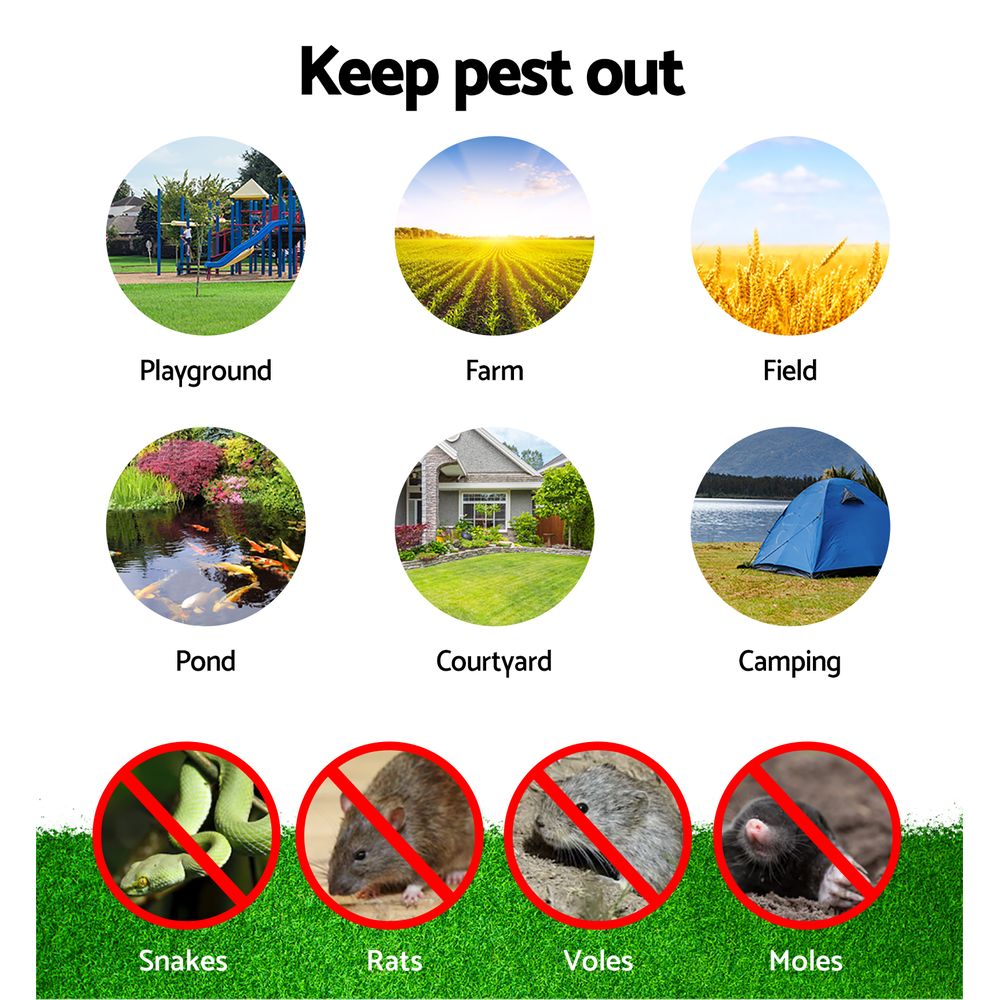 Gardeon Snake Repeller 6X Multi Pulse Ultrasonic Battery Powered Pest Repellent - Pet And Farm