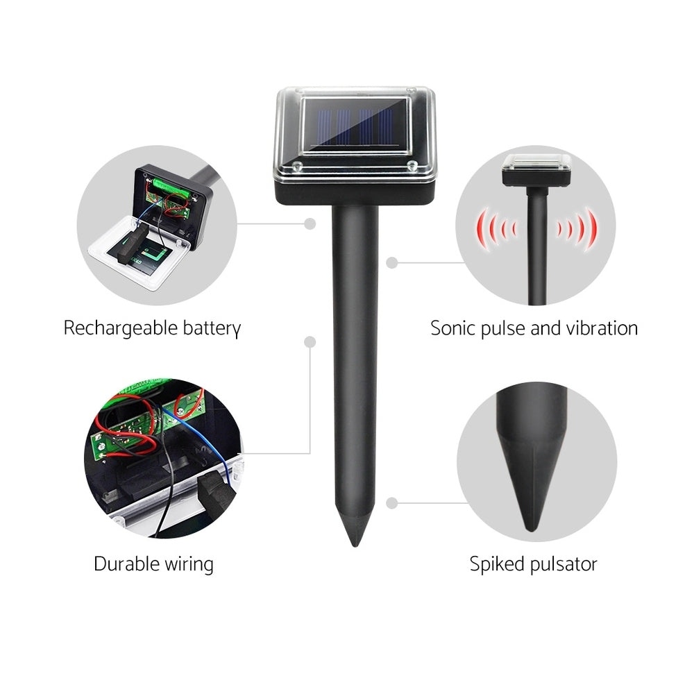 Gardeon Powered Snake Repeller 20X Multi Pulse Ultrasonic Solar Pest Repellent - Pet And Farm
