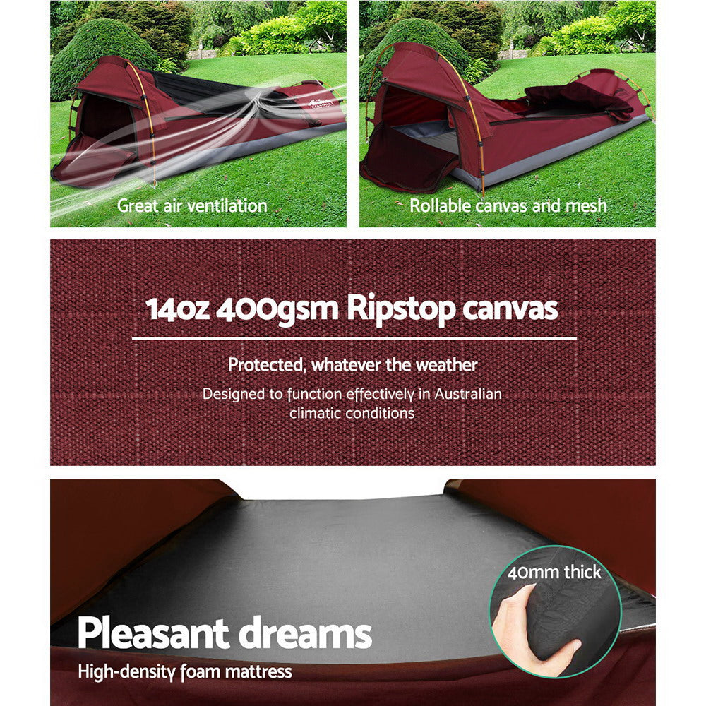 Weisshorn Biker Swag Camping Tent Single Canvas Swags Biking Hiking Beach - Pet And Farm