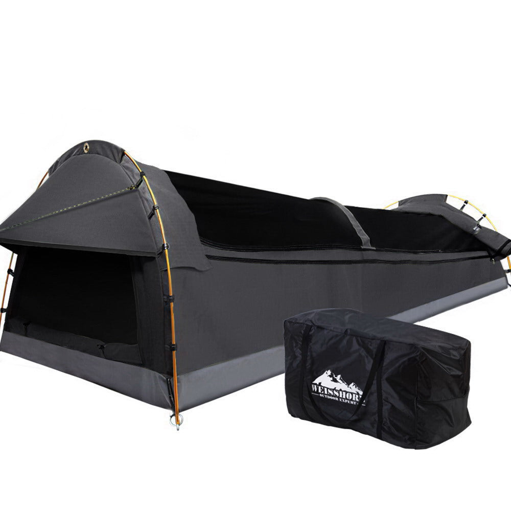 Weisshorn Camping Swags King Single Swag Canvas Tent Deluxe Dark Grey Large - Pet And Farm