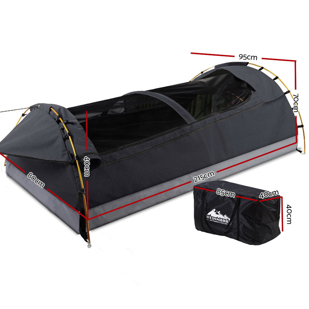 Weisshorn Camping Swags King Single Swag Canvas Tent Deluxe Dark Grey Large - Pet And Farm
