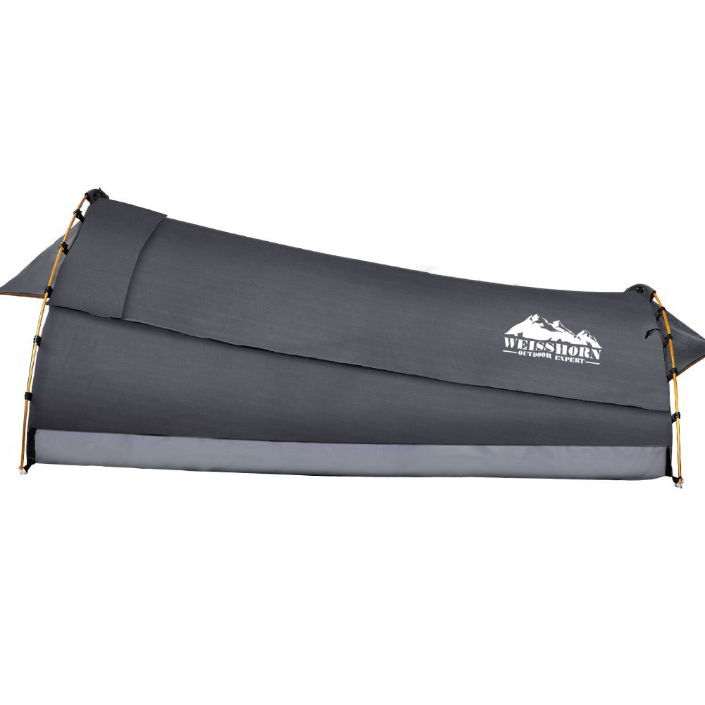 Weisshorn Camping Swags King Single Swag Canvas Tent Deluxe Dark Grey Large - Pet And Farm