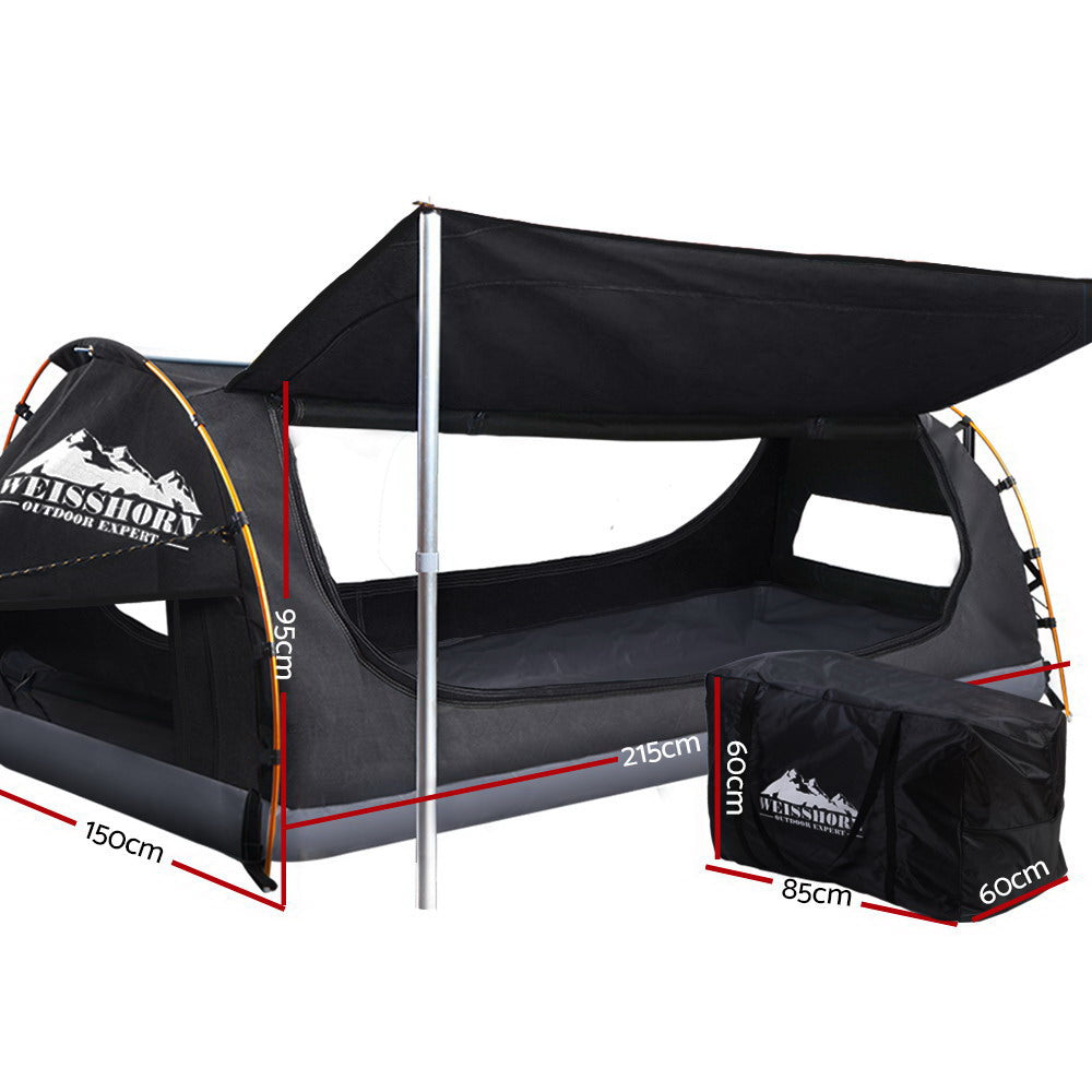 Weisshorn Double Swag Camping Swags Canvas Free Standing Dome Tent Dark Grey - Pet And Farm