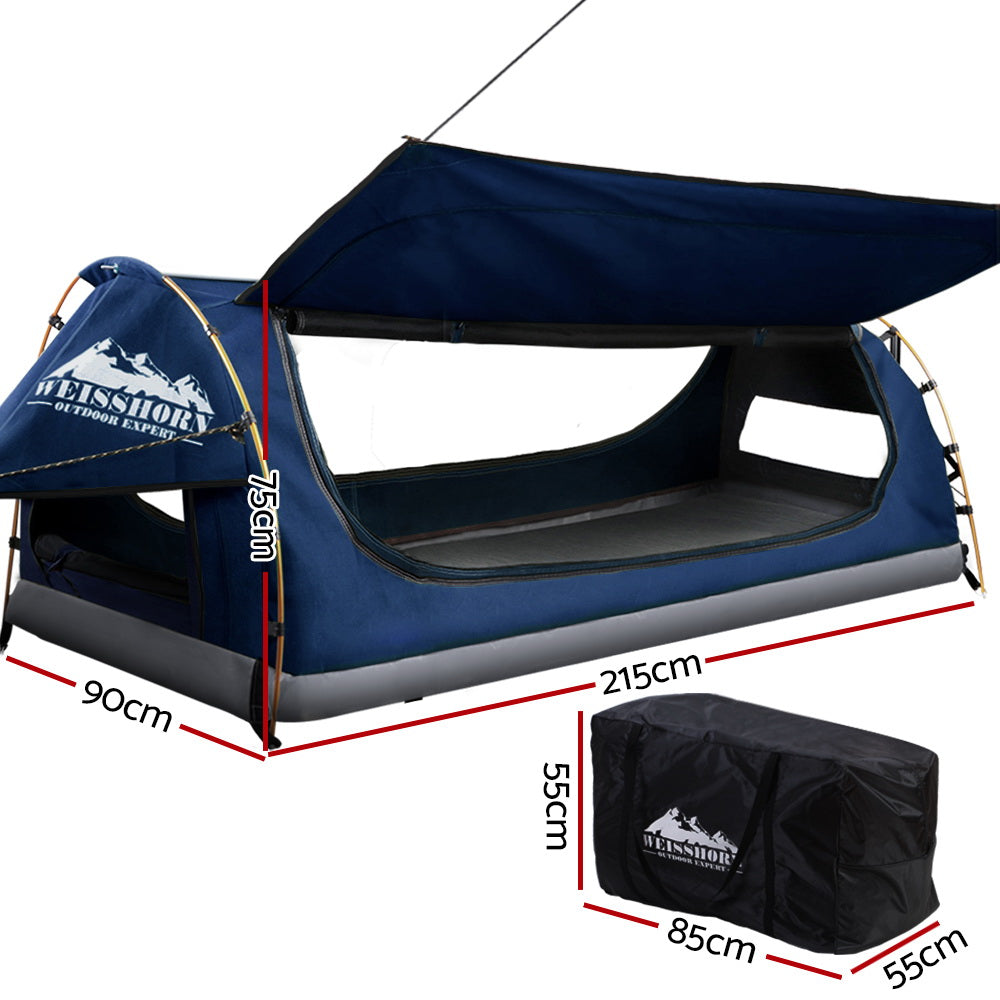 Weisshorn Swag King Single Camping Canvas Free Standing Swags Blue Dome Tent - Pet And Farm