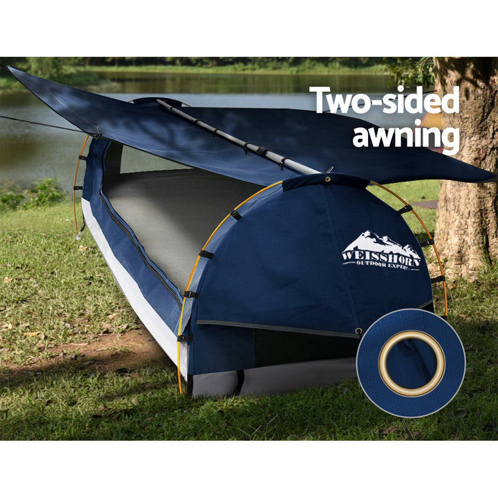 Weisshorn Swag King Single Camping Canvas Free Standing Swags Blue Dome Tent - Pet And Farm
