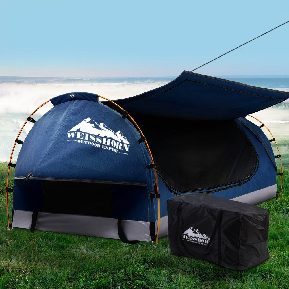 Weisshorn Swag King Single Camping Canvas Free Standing Swags Blue Dome Tent - Pet And Farm