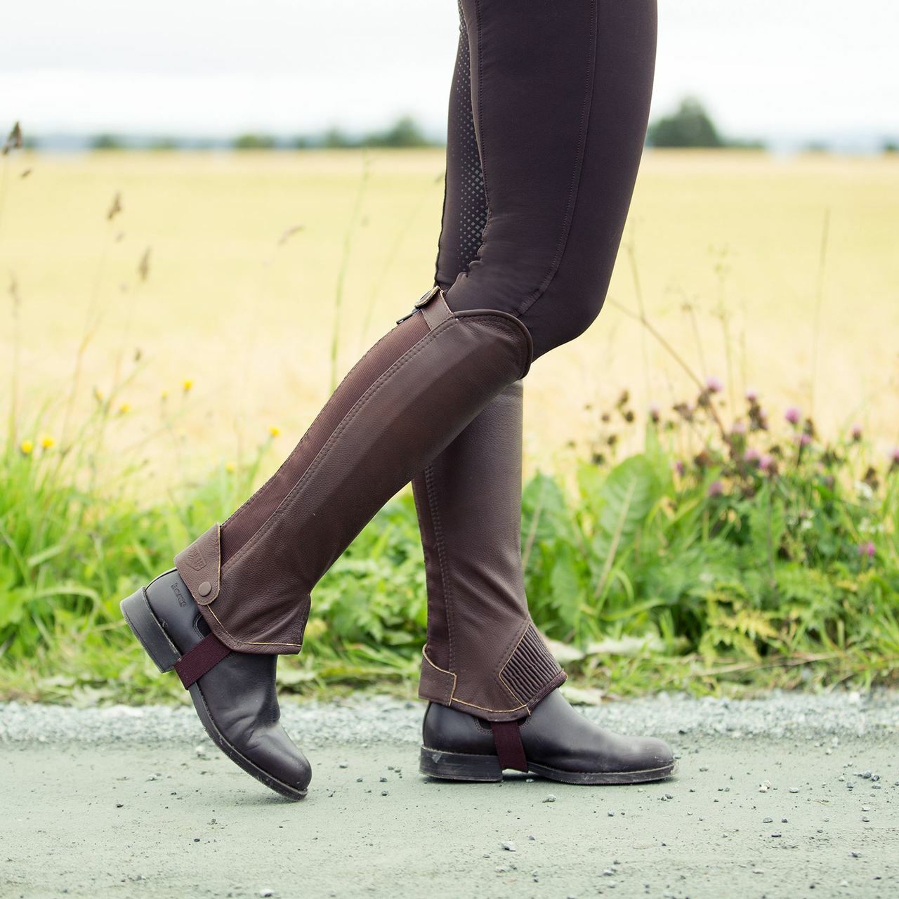 Horze Spirit Leather Chaps (Black, XS) - Pet And Farm
