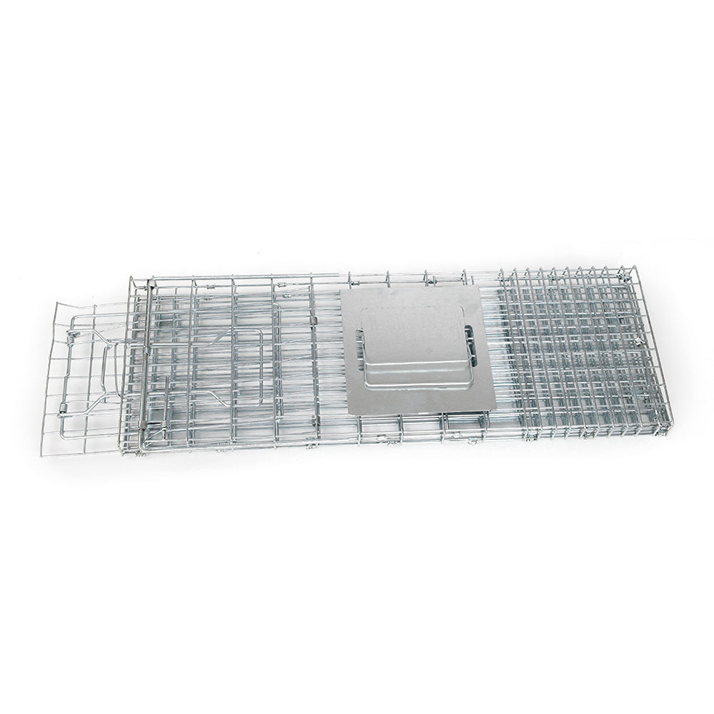 Humane Animal Trap Cage 94 x 34 x 36cm  - Silver - Pet And Farm