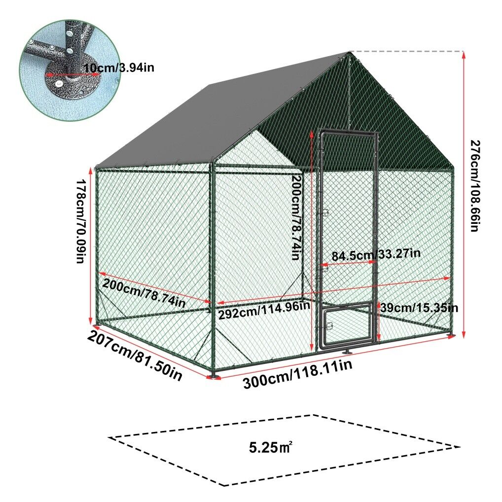 Large Chicken Coop Hen House 276x207x300cm Cage Enclosure - Pet And Farm