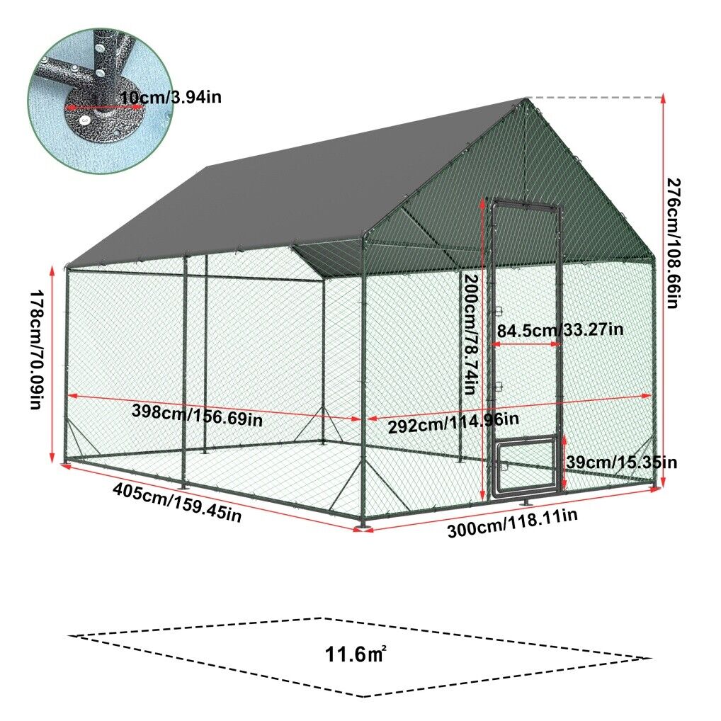 XL Chicken Coop 276x405x300cm Large Hen House Cage - Pet And Farm