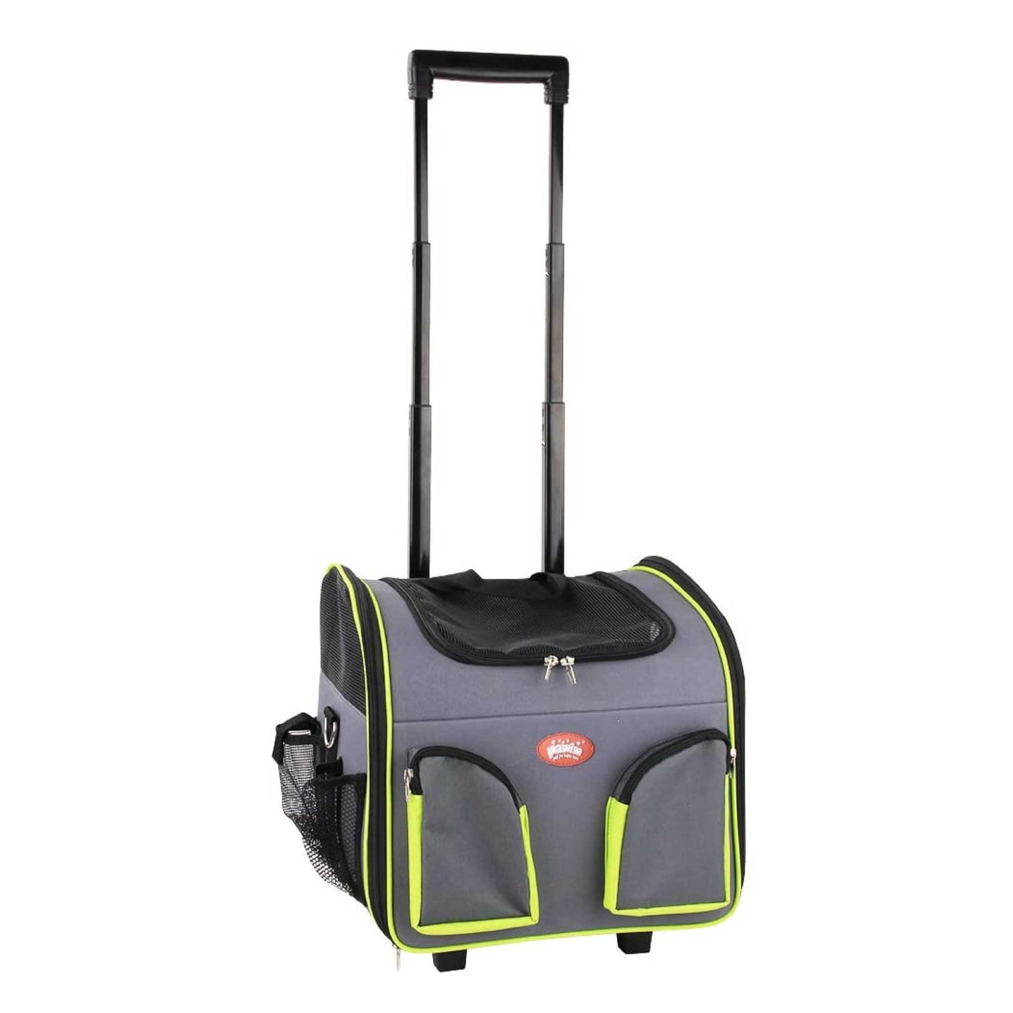 Pet Trolley Dog Cat Puppy Travel Wheeled Cart Portable Foldable Carrier Green - Pet And Farm