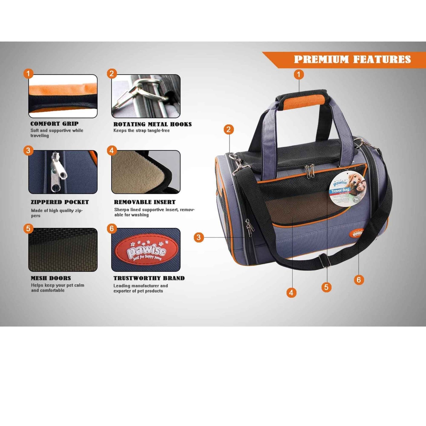 Pet Travel Bag Dog Cat Puppy Portable Foldable Carrier Small Shoulder Orange Cage - Pet And Farm