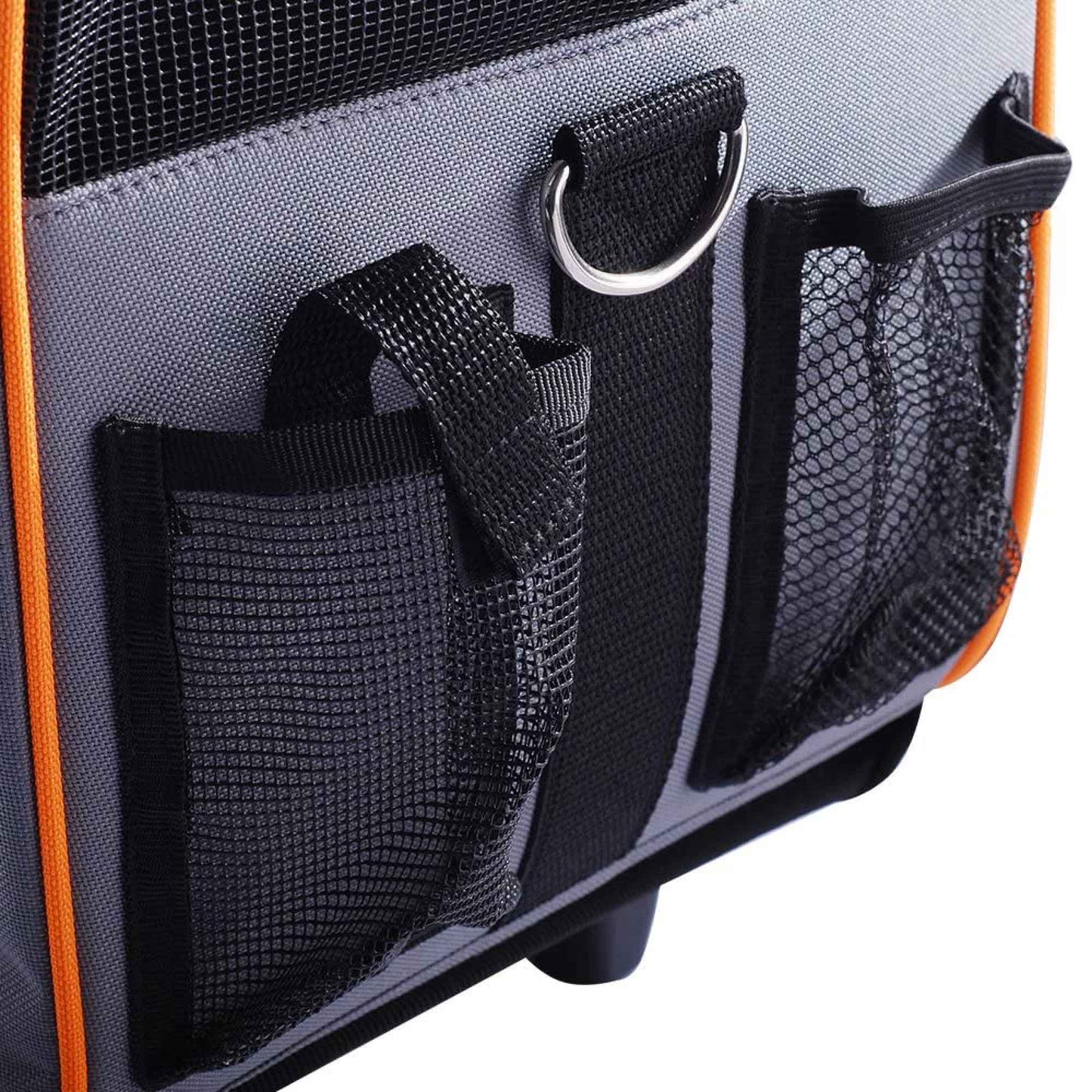 Pet Trolley Dog Cat Puppy Travel Wheeled Cart Portable Foldable Carrier Orange - Pet And Farm