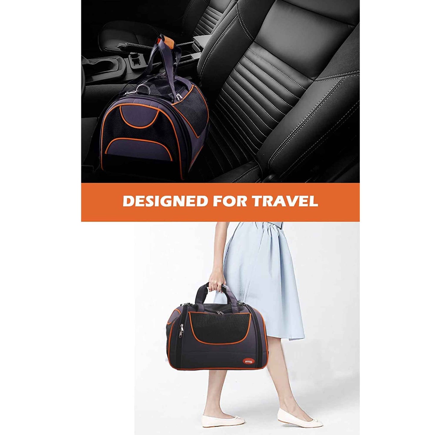 Pet Travel Bag Dog Cat Puppy Portable Foldable Carrier Large Shoulder Orange Cage - Pet And Farm