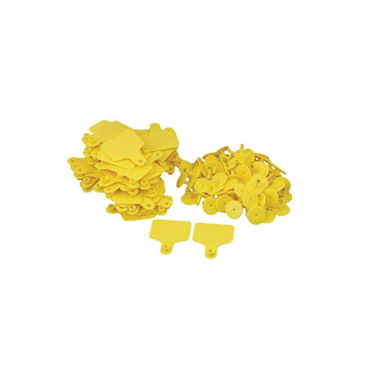 100x Cattle Ear Tags 5x4cm Set - Small Yellow Blank Sheep Pig Livestock Label - Pet And Farm