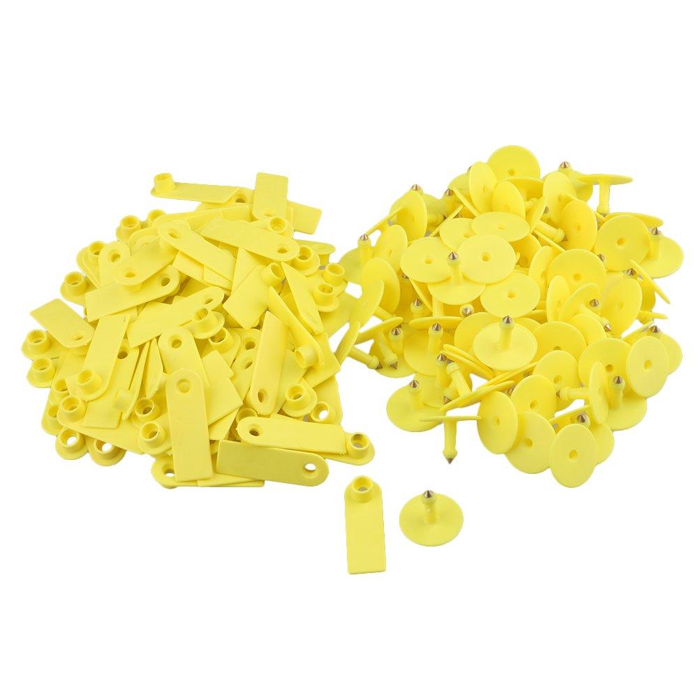 100x Cattle Ear Tags 5x2cm Set - Mini Yellow Blank Pig Goat Livestock Label - Pet And Farm