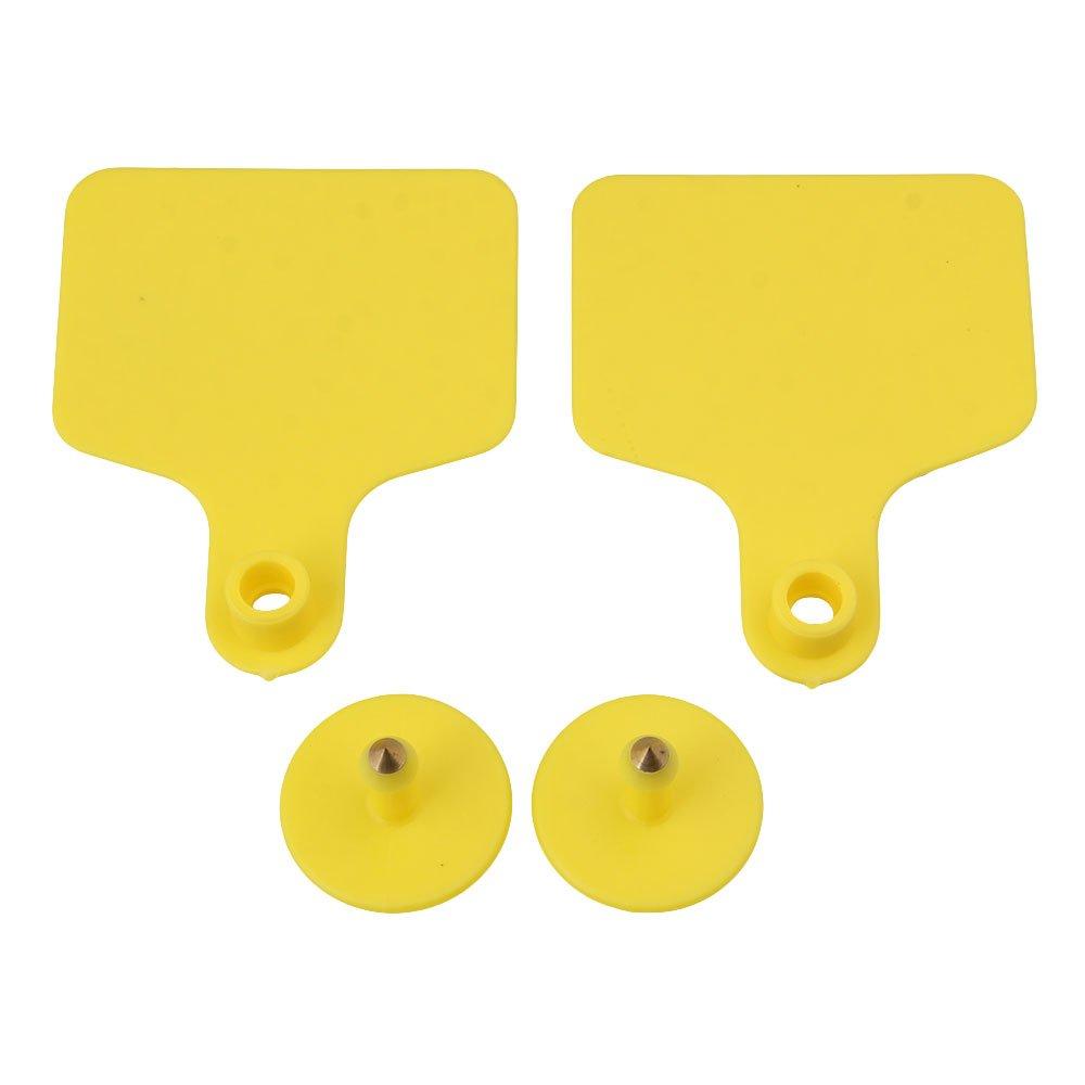 100x Cattle Ear Tags 6x7cm Set - Medium Yellow Blank Cow Sheep Livestock Label - Pet And Farm
