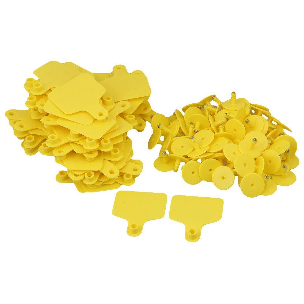 100x Cattle Ear Tags 6x7cm Set - Medium Yellow Blank Cow Sheep Livestock Label - Pet And Farm