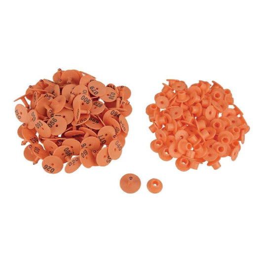 1-100 Cattle Number Ear Tag Set - Round Orange Pig Sheep Goat Livestock Label - Pet And Farm