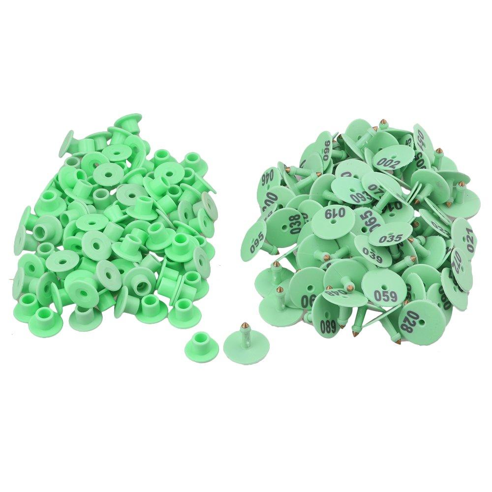 1-100 Cattle Number Ear Tags Set - Round Green Pig Sheep Goat Livestock Label - Pet And Farm