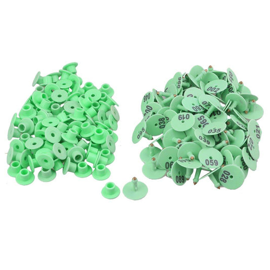 1-100 Cattle Number Ear Tags Set - Round Green Pig Sheep Goat Livestock Label - Pet And Farm