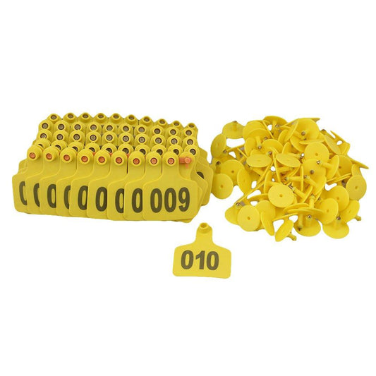 1-100 Cattle Number Ear Tags 5x4cm Set - Small Yellow Pig Goat Livestock Label - Pet And Farm