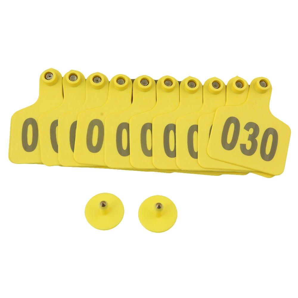 1-100 Cattle Number Ear Tags 5x4cm Set - Small Yellow Pig Goat Livestock Label - Pet And Farm