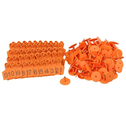 1-100 Cattle Number Ear Tags 5x4cm Set - Small Orange Pig Goat Livestock Label - Pet And Farm