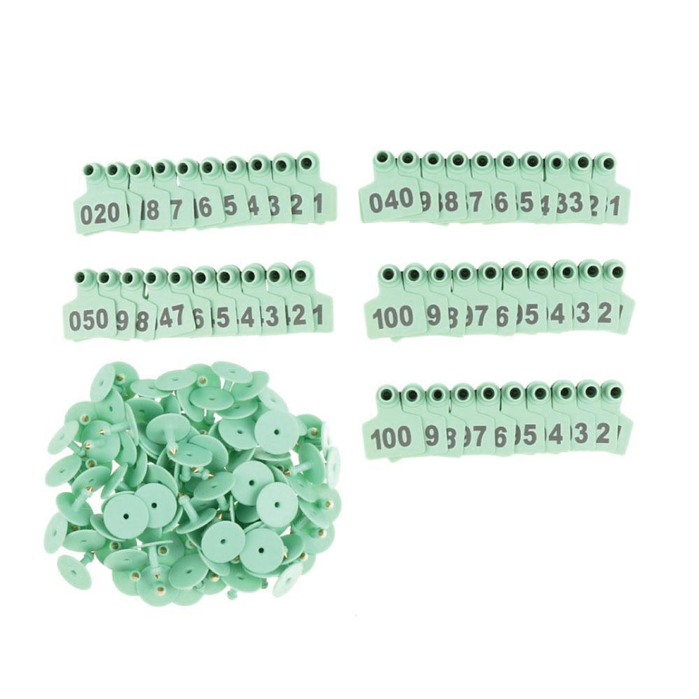 1-100 Cattle Number Ear Tag 6x7cm Set - Medium Green Sheep Livestock Label - Pet And Farm