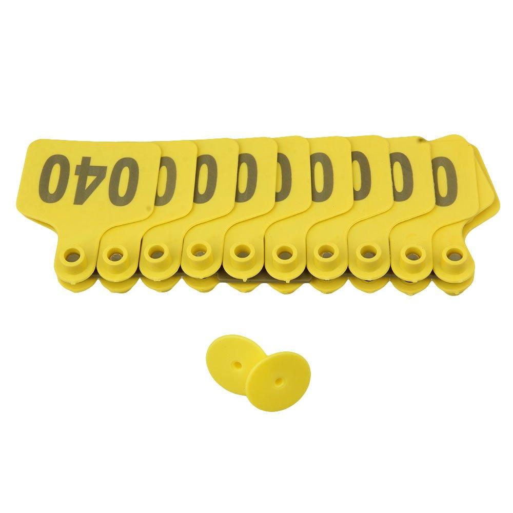 1-100 Cattle Number Ear Tag 6x7cm Set -Medium Yellow Cow Sheep Livestock Label - Pet And Farm