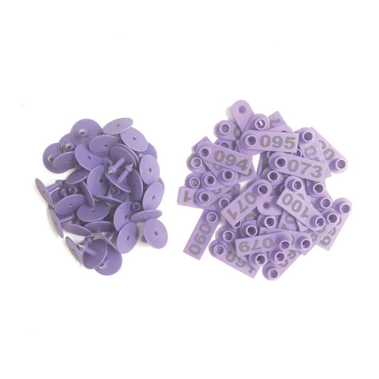 1-100 Cattle Number Ear Tags 5x2cm Purple Cow Sheep Pig Small Livestock Labels - Pet And Farm