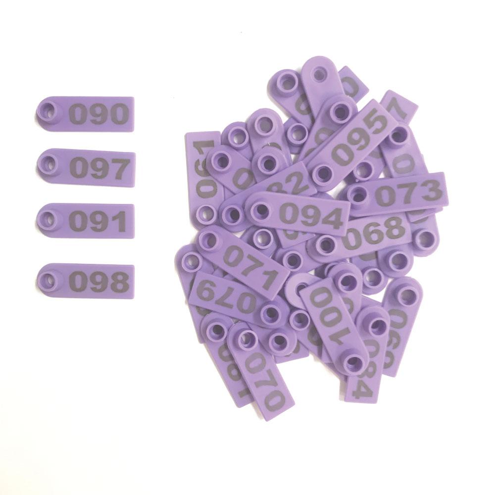 1-100 Cattle Number Ear Tags 5x2cm Purple Cow Sheep Pig Small Livestock Labels - Pet And Farm