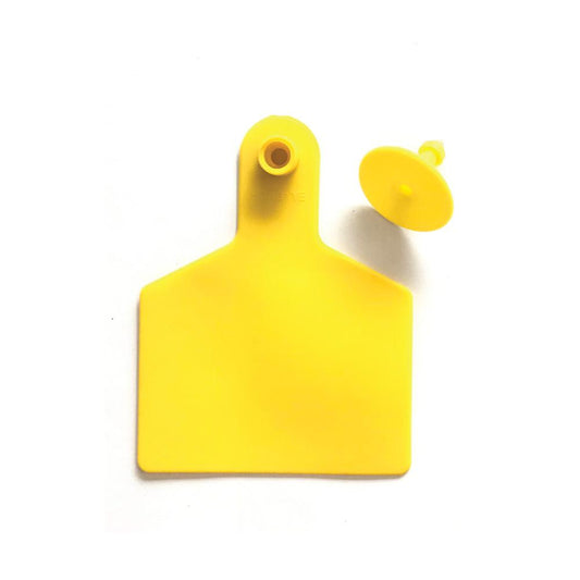100x Cattle Ear Tags 7.5x10cm Set - XL Yellow Blank Cow Sheep Livestock Labels - Pet And Farm