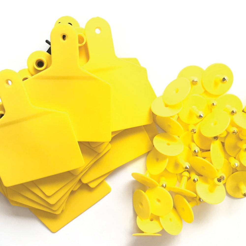 100x Cattle Ear Tags 7.5x10cm Set - XL Yellow Blank Cow Sheep Livestock Labels - Pet And Farm