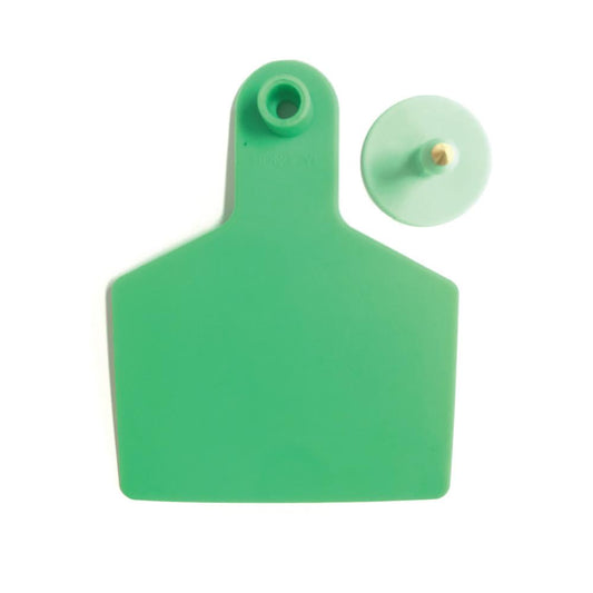 100x Cattle Ear Tags 7.5x10cm Set - XL Green Blank Cow Sheep Livestock Labels - Pet And Farm