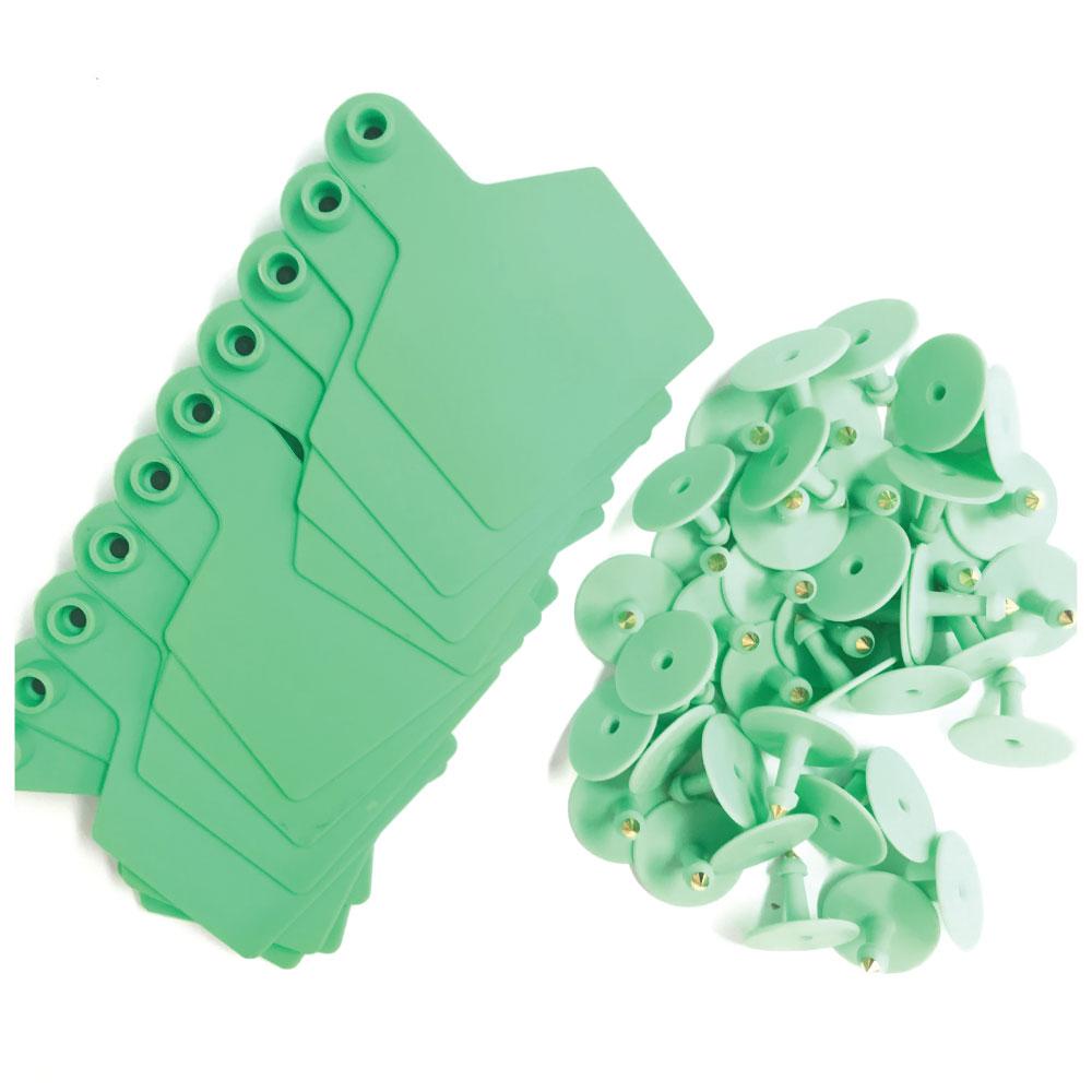100x Cattle Ear Tags 7.5x10cm Set - XL Green Blank Cow Sheep Livestock Labels - Pet And Farm