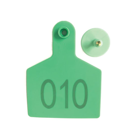 1-100 Cattle Number Ear Tags 7.5x10cm Set - XL Green Cow Sheep Livestock Labels - Pet And Farm