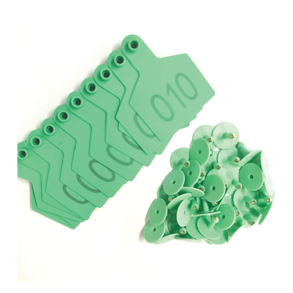 1-100 Cattle Number Ear Tags 7.5x10cm Set - XL Green Cow Sheep Livestock Labels - Pet And Farm