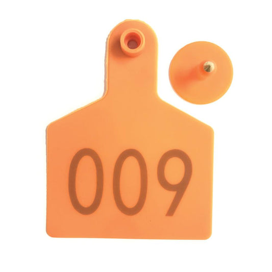 1-100 Cattle Number Ear Tags 7.5x10cm Set - XL Orange Cow Sheep Livestock Labels - Pet And Farm