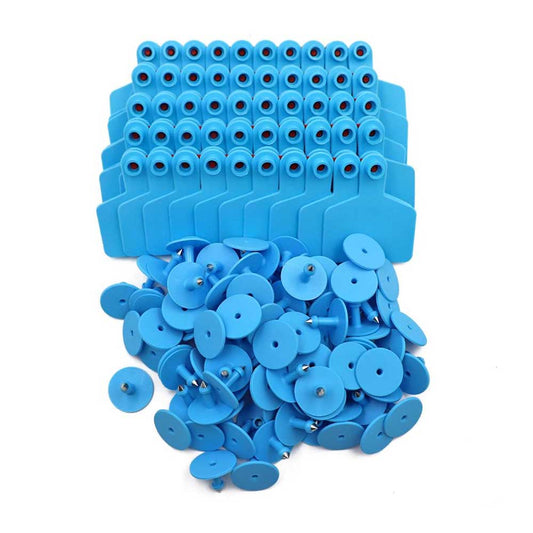 100x Cattle Ear Tags 6x7.5cm Set - Medium Blue Blank Cow Sheep Livestock Label - Pet And Farm