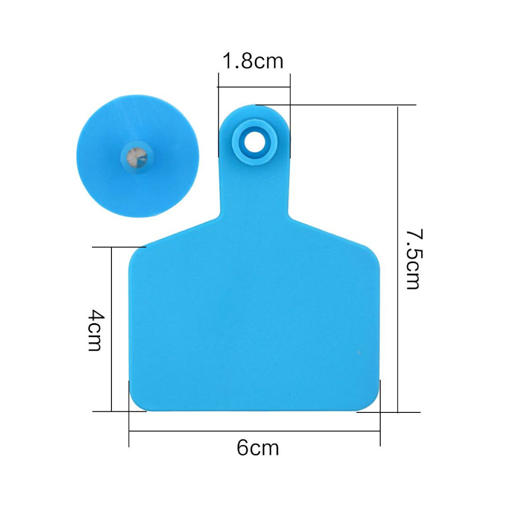 100x Cattle Ear Tags 6x7.5cm Set - Medium Blue Blank Cow Sheep Livestock Label - Pet And Farm