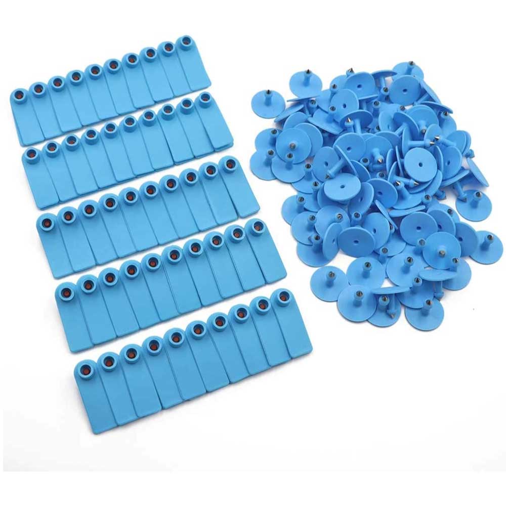 100x Cattle Ear Tags 5x2cm Set - Small Blue Cow Sheep Pig Blank Livestock Labels - Pet And Farm