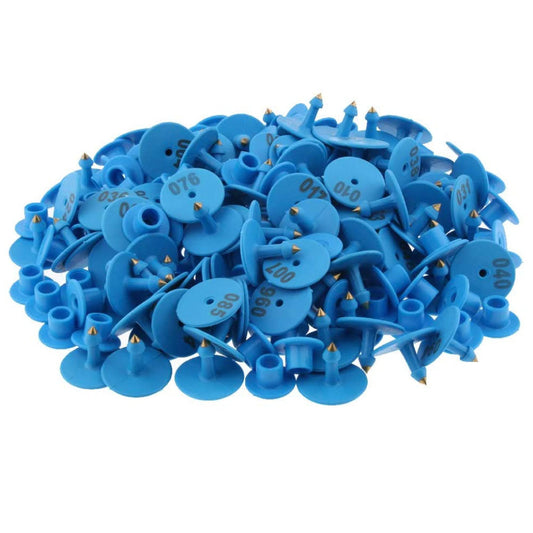 1-100 Cattle Number Ear Tags Set - Round Blue Pig Sheep Goat Livestock Labels - Pet And Farm